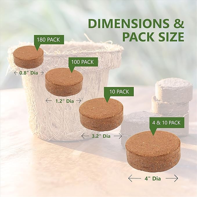 Envelor Coco Coir Seed Starting Mix Pellet for Seed Starter Tray Potting Soil for Indoor Plants Nursery Pots Flower Seeds Herbs Microgreens Succulent Soil Coco Growing Media, 1.2 Inches 100 Pack