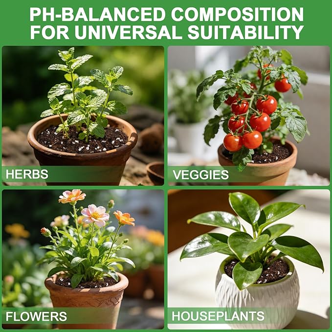 Organic Potting Soil Mix for Indoor Plants & Herb Gardens 2qt- All-Purpose Nutrient-Rich Natural Soil