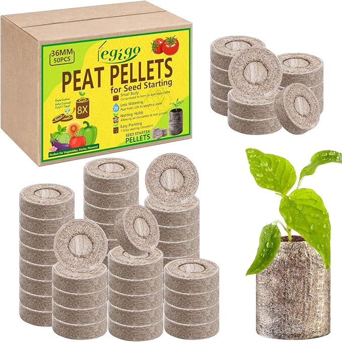 Legigo 50 Pcs 36mm Seed Starter Peat Pellets for Seedlings- Compressed Seed Starter Pods Seed Starting Pellets Plugs Soil Peat Pods for Starting Seeds, Garden Planting Herb Flower Vegetables