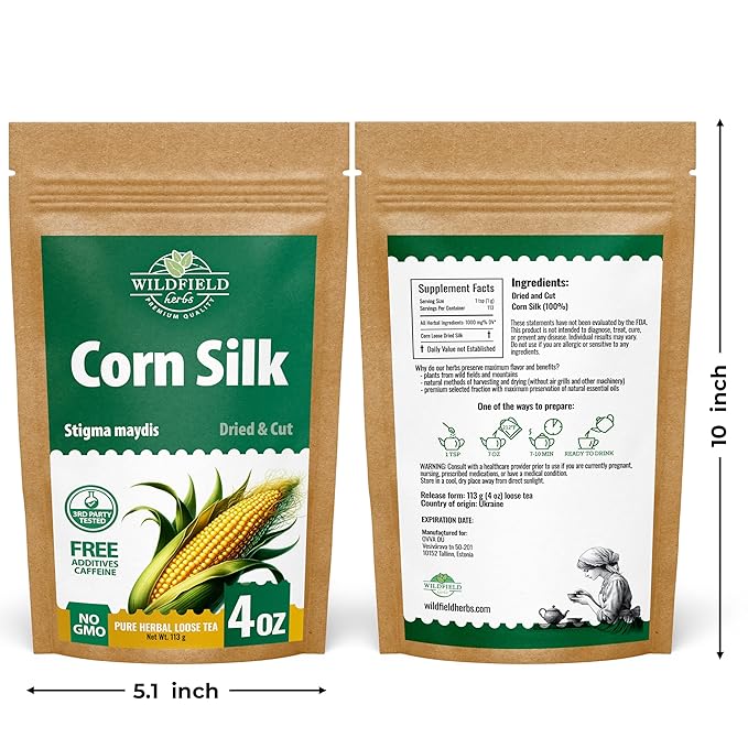 4 oz. Dry Corn Silk Tea Cornsilk Herb (Stigma Maydis) - 113g Corn Silk Tea Bags Herbal Barba De Maiz (Barba De Elote)