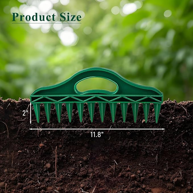 12-Hole Seed Planter Tool for Raised Beds & Pots - Fixed-Spacing Garden Dibber, Hand-Depth Control (Solid 190g)