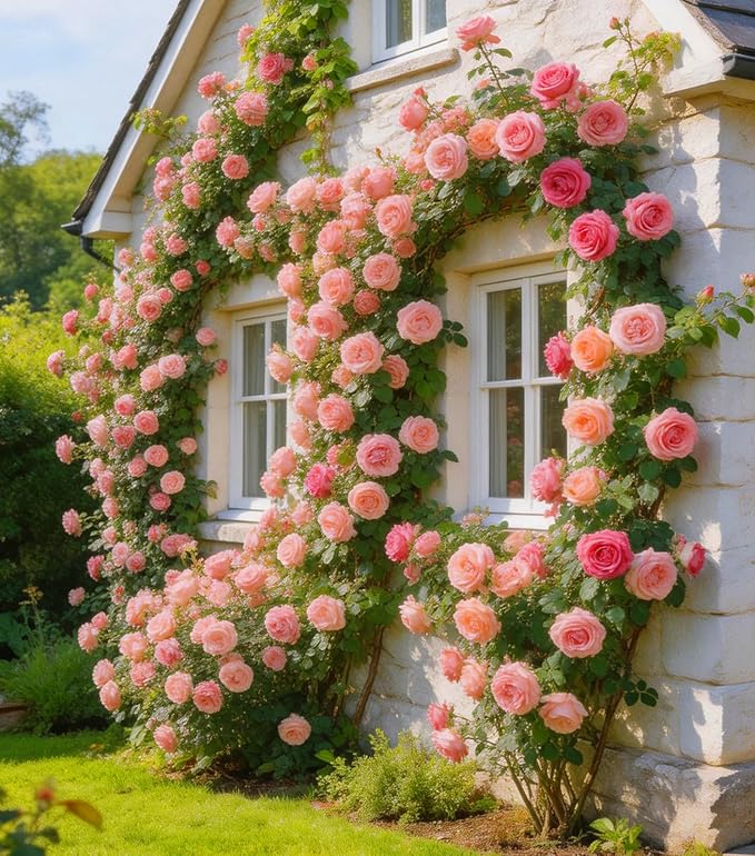 300+Climbing Rose Bush Seeds for Planting Outdoors-Perennial Flowering Plant for Trellises Arbors Garden Borders