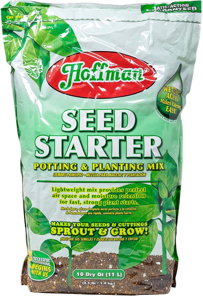 Hoffman Seed Starter Potting & Planting Mix with Wetting Agent for Moisture Retention, 10qt Bag, 3 Pack