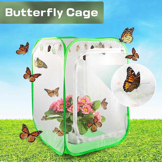 Mesh Plant Tent Enclosure, Pop-Up Cage Plant Cover, Outdoor Garden Protection Guard for Pests, Bird, Pest (24 x 24 x 36 Inches)