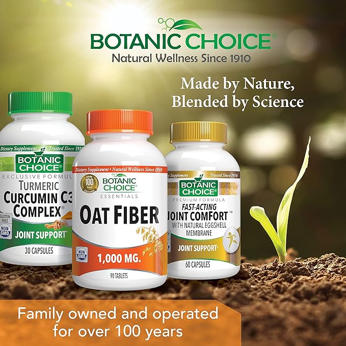 Botanic Choice Oat Fiber - Natural Dietary Supplement for Digestive Health - Women and Men - 90 Tablets (1000mg)