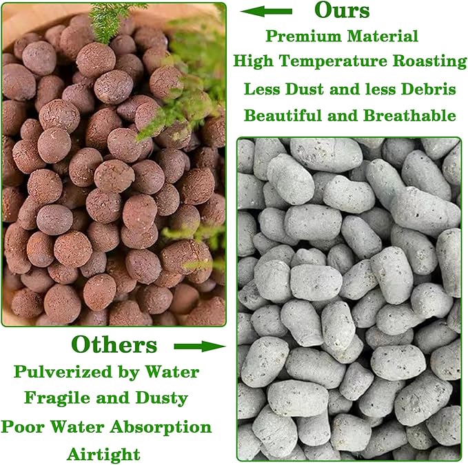 Legigo 4 LB Organic Leca Clay Pebbles for Plants, 4mm-16mm 100% Natural Leca Balls for Indoor Plants, Hydroton Clay Pebbles for Plants Hydroponic Aquaponics Growing Orchid Drainage Terrarium