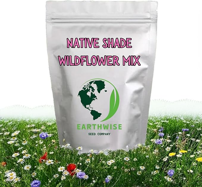 Earthwise Shady Native Wildflower Seed Mix – 1/4 lb – Pollinator-Friendly, Shade-Tolerant Wildflowers – 175 sq. ft.