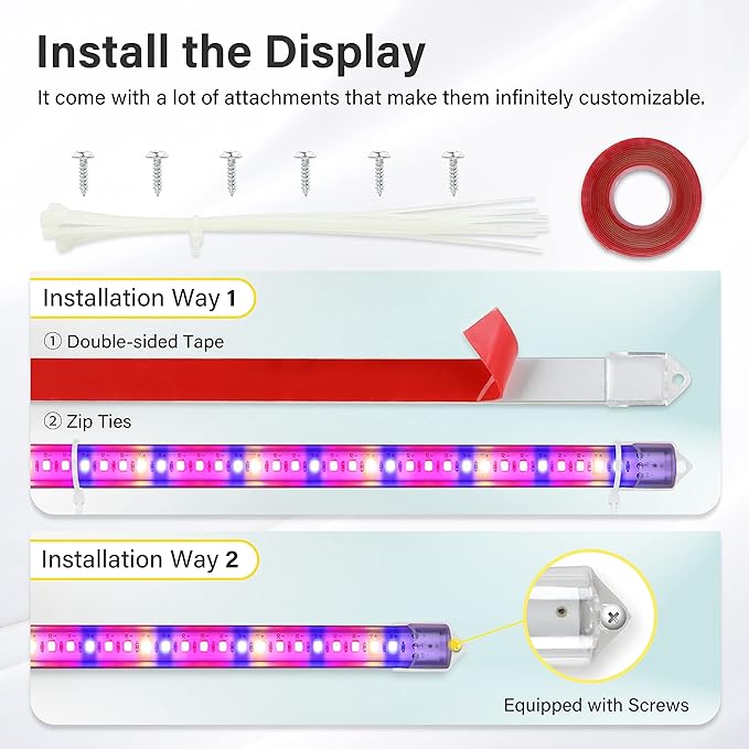iPower 20W LED Plant Grow Light Strips Full Spectrum for Indoor Plants with Auto ON/Off 3/9/12H Timer, 10 Dimmable Levels 48 LEDs Per Tude, for Hydroponics Succulent, 2 Tubes*2, Mix