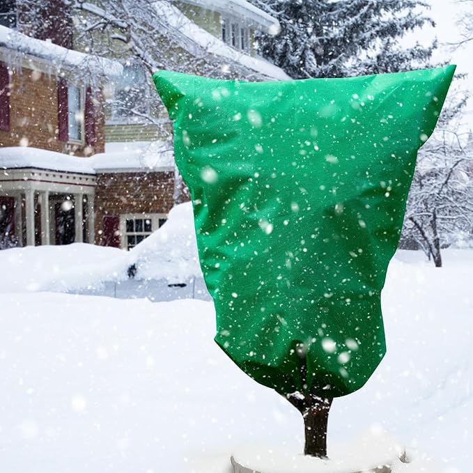 86.6" W X 97.5" H Plant Covers for Winter Freeze Protection, Frost Protection Covers for Outdoor Plants, 2.2 oz/yd² Tree Covers with Double Zipper Heads & Drawstring Design for Winter, 1 Pack