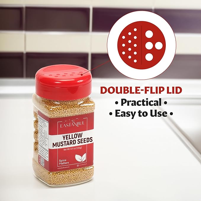 Eastanbul Mustard Seed, 8.11oz, Yellow Mustard Seeds, Semilla de Mostaza, Ideal for Cooking, Premium, Whole, Natural, Yellow, Vegan, Non GMO, Gluten Free, Suitable to Be Ground into Powder