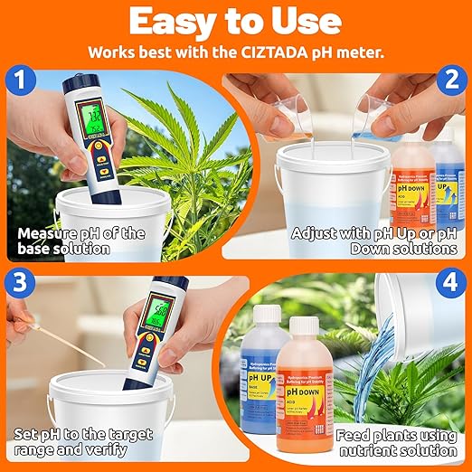 Hydroponics pH Control Kit pH Up and Down Control Set (2 x 250ml Bottles) Accurate PH Level Adjustment for Hydroponics, Aquaponics, DWC, Indoor & Outdoor Growing