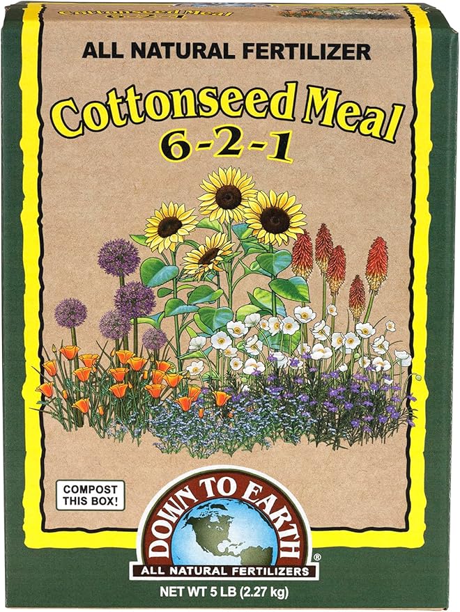 Down To Earth All Natural Fertilizers Organic Cottonseed Meal - Plant Food for Low pH Acid Soil Loving Plants 6-2-1, 5 lb