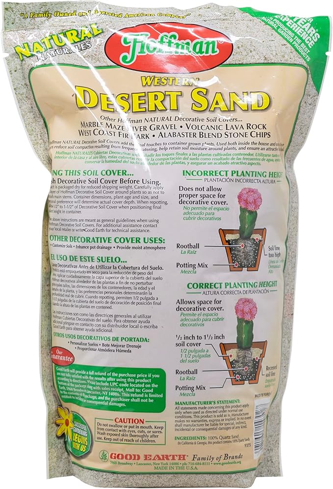 Hoffman Western Desert Sand Decorative Soil Cover for Potted or Bedded Plants, 2 Dry Quarts, 2 Pack
