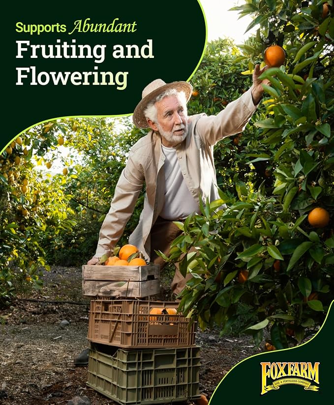 FoxFarm Happy Frog Fruit & Flower Fertilizer - Supports Abundant Fruit & Flowering - Nitrogen for Sustained Growth - Mycorrhizal Fungi - OMRI Listed - 4 lb