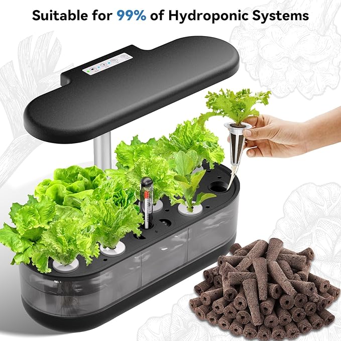 67pcs Hydroponic Pods Kit for Inbloom, AeroGarden, iDOO, Grow Anything Kit for Indoor Garden Growing System Seed Pods Kit Includes 30 Grow Sponges, 12 Baskets, 12 Domes, 12 Stickers, A&B Plant Food