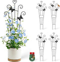 32.6in Plant Trellis for Climbing Plants Indoor with Butterflies, Expandable Large Metal Trellis for Potted Plants, Heavy-Duty Tall Pothos Plant Climber Support for Ivy Pothos Hoya Monstera, 4P