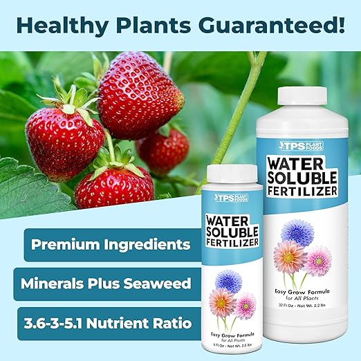 Water Soluble Fertilizer – Liquid Plant Food for Fast Nutrient Uptake, Vigorous Growth & Strong Root Development, 8 oz