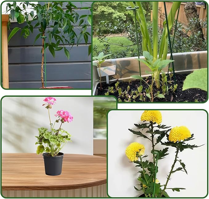 Plant Support Stakes - 15pcs Adjustable Trellis Poles with 6 Clips - Indoor Outdoor Climbing Sticks for Monstera Tomato Potted