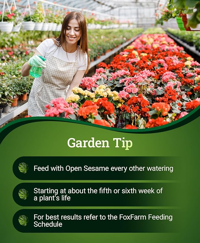 FoxFarm Open Sesame Water Soluble Fertilizer for Early Stage Flowering - Easy to Mix, High Phosphorus Fertilizer 5-45-19 Formula - Supports Bud Development, Ideal for Hydroponic & Soil Gardening -6 oz