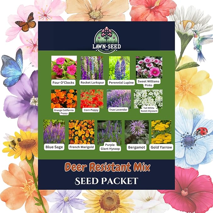 Deer-Resistant Mix (Seed Packet) Sprinkle a Little Magic—Our Shade, Perennial, Hummingbird, Deer-Resistant, and Other mixes Bring Vibrant Color and pollinator Joy to Any Space.