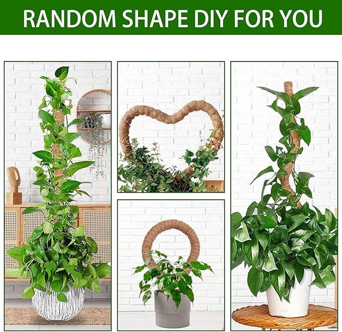 3 Pack 50 Inch Bendable Moss Pole Monstera Plant Support for Climbing Plants Indoor DIY Tall Moss Ploles Made of Coco Coir Sticks Support Stakes for Pothos Philodendron Potted Plants to Grow Upwards