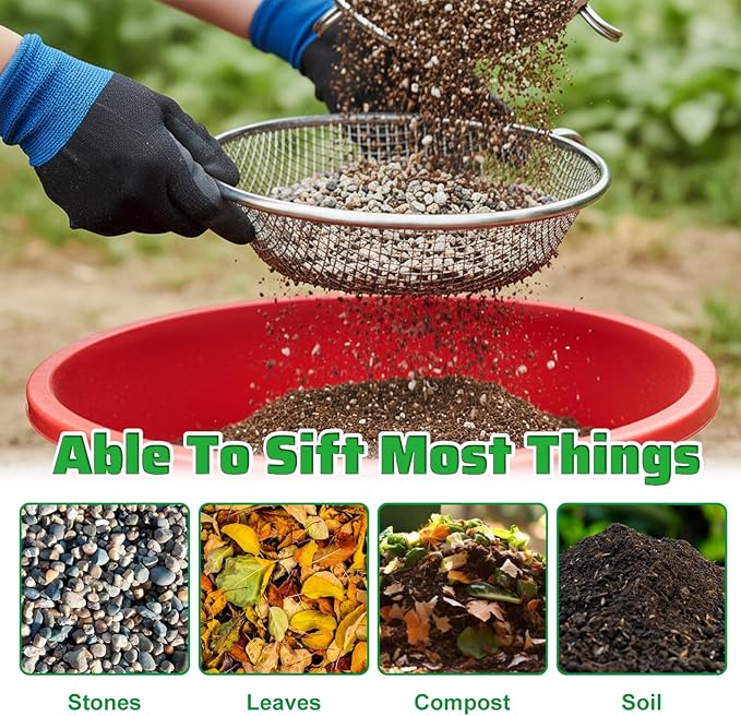 3pcs Soil Sifter for Gardening Sand Strainer Sieve Strainer Sand Sifter for The Beach sifters for Rocks Compost Soil sifters Sands strainers uitable for 5 Gallon Drums 10mm,6mm,3mm
