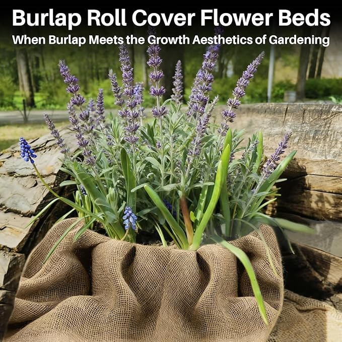 Burlap Fabric Roll - Natural Gardening Burlap Roll 13 Feet x 19.7" Multipurpose Jute Fabric for Boho Wedding Decor Outdoor Weed Barrier Tree Trunk Wrap Farmhouse Table Decor for Crafts