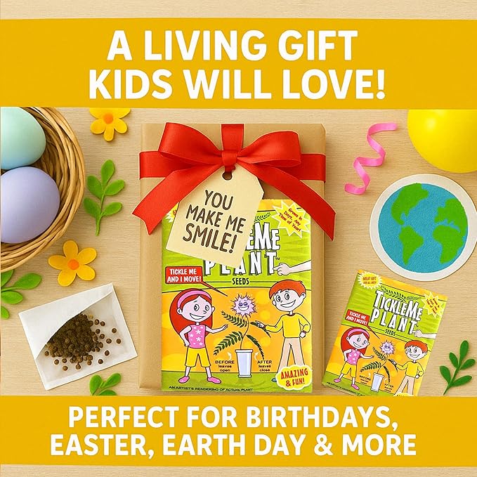 TickleMe Plant Seeds for Indoor Planting (2-Pack) – Unique Stocking Stuffer Idea | Leaves Close When Touched, Reopen in Minutes – Easy Indoor House Plant Seeds, Can Flower, Includes 10 Fun Activities