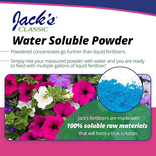 Jack's Classic 20-6-22 Petunia Feed Water-Soluble Fertilizer with Micronutrients, 4lbs - Provides Lush Green Annuals
