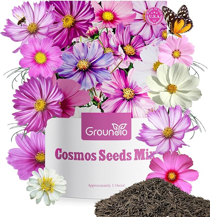 Cosmos Seeds Wildflower Mix 1 Oz, Over 3,000+, 4 Varieties Flowers Seeds for Planting (Radiance, Purity, Pinkie, Picotee), Open Pollinated Bulk