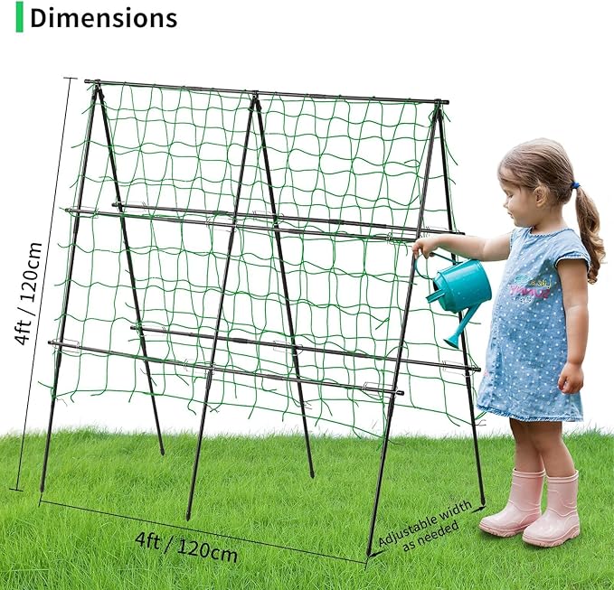 Lalahoni Cucumber Garden Trellis A Frame Trellis for Raised Bed, Plant Support for Flower Vine Grape Vegetable Fruit, Black