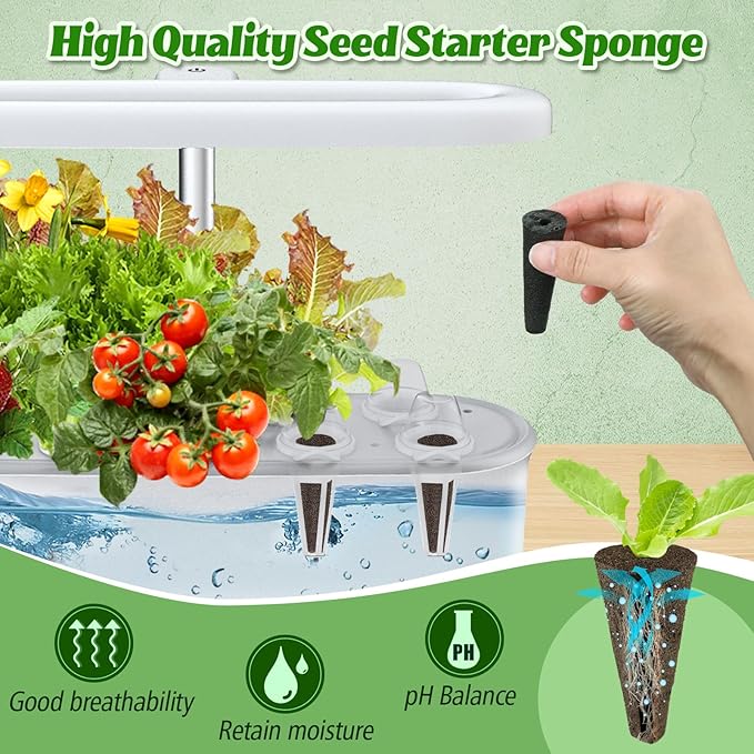 Alphatool 50 Pack Grow Sponges Replacement Compatible with AeroGarden - Starter Pods for Improving Germination Rate Speed, Starting Kit for Hydroponics Growing System