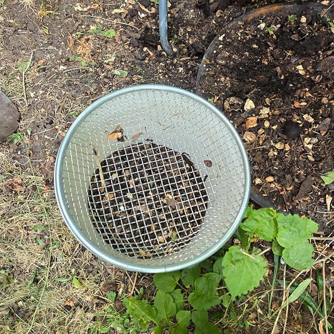 2Pcs Soil Sifter for Gardening Rock Sifter for 5gallon Bucket Dirt Sifter Garden Compost Sifter（1/4" Mesh & 1/8" Mesh）