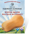 The Old Farmer's Almanac Heirloom Winter Squash Seeds (Waltham Butternut) - Approx 40 Seeds - Non-GMO, Open Pollinated, USA Origin