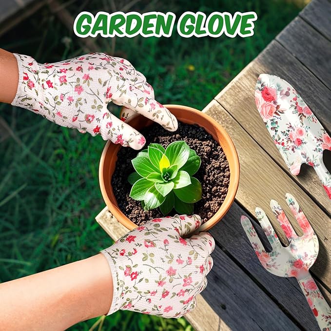 Gardening Gifts for Women, Gardening Supplies Garden Tools with Hand Fork Trowel Gloves Apron, for Mom Women Grandma, Valentine's Day for Her, Christmas Birthday Present