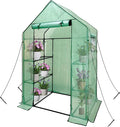 Heyfurni Walk in Greenhouse with Shelves,Walk-in Plant Green House with Durable Green PE Cover, 3 Tiers 6 Shelves Stands with Ground Pegs & Ropes for Stability, 56"x28"x76"