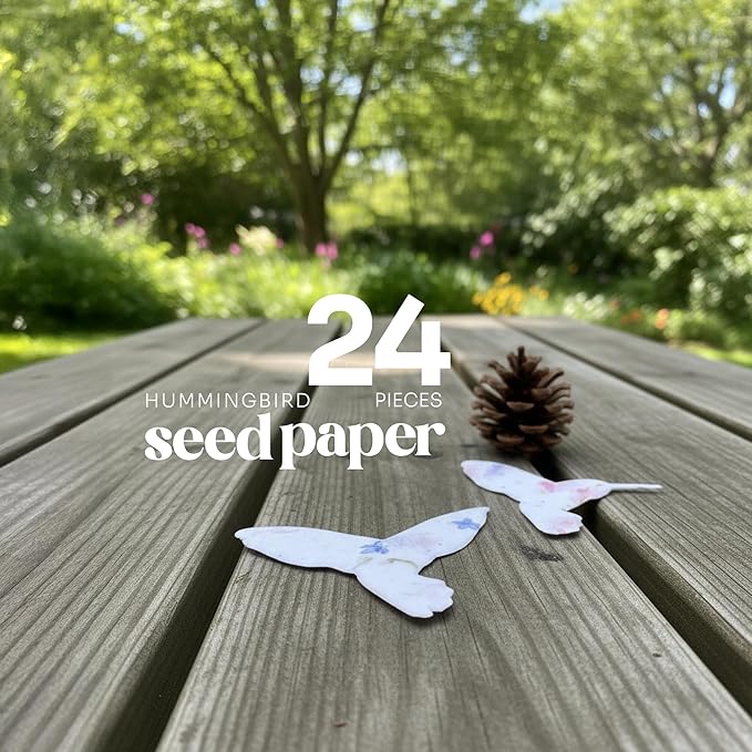 Wildflower Seed Paper - Set of 24 Hummingbird-Shaped for Funeral Favors, Memorial Gifts, & Sympathy Gifts for Loss of Father and Mother (Pink & Blue)