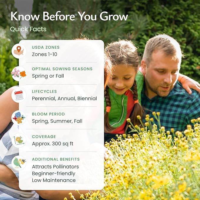Created By Nature New York Wildflower Seed Mix, 15 Flower Variety, 50,000 Seeds