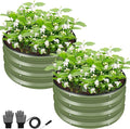 ZXZYHFTY Raised Garden Bed, 0.6 mm Galvanized Steel Round Planter Box with Open Bottom, Green, 2 x 2 x 1 FT, 2 Pack