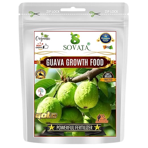 Sovata® Guava Growth Food, Powerful Organic Fertilizer for Fast Growth and Heavy Fruiting of Guava Plants. (400 gm)