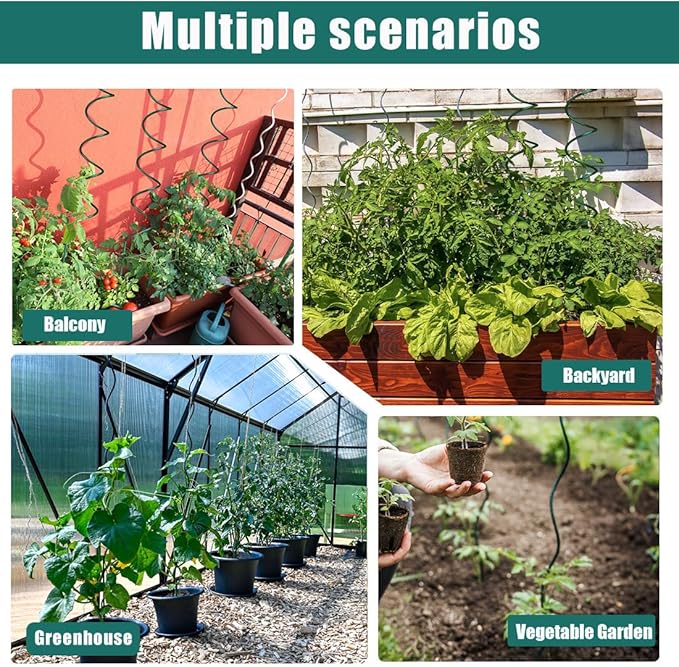 58" Plant Supports Spiral Tomato Cages, 10 Pack Metal Twisted Tomato Stakes Climbing Plant Stake Tower Outdoor Indoor