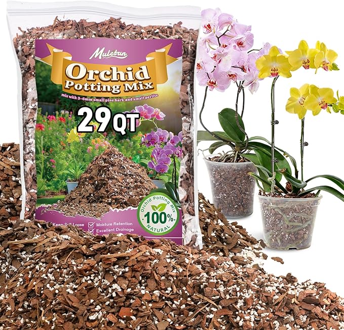 Orchid Bark Potting Mix - 29QT Natural Orchid Potting Mix for Repotting, Blended with Small Pine Bark and Perlite to Provide Ideal Ventilation and Good Drainage for Orchids and Other Potted Plants