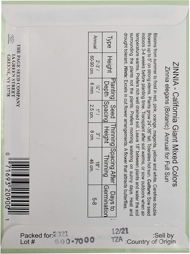 Black Duck Brand Set of 25 Packs of Zinnia California Flower Seed Packets! Flower Seeds in Bulk - Great for Creating The Garden of Your Dreams! (25, Zinnia - California Mix)