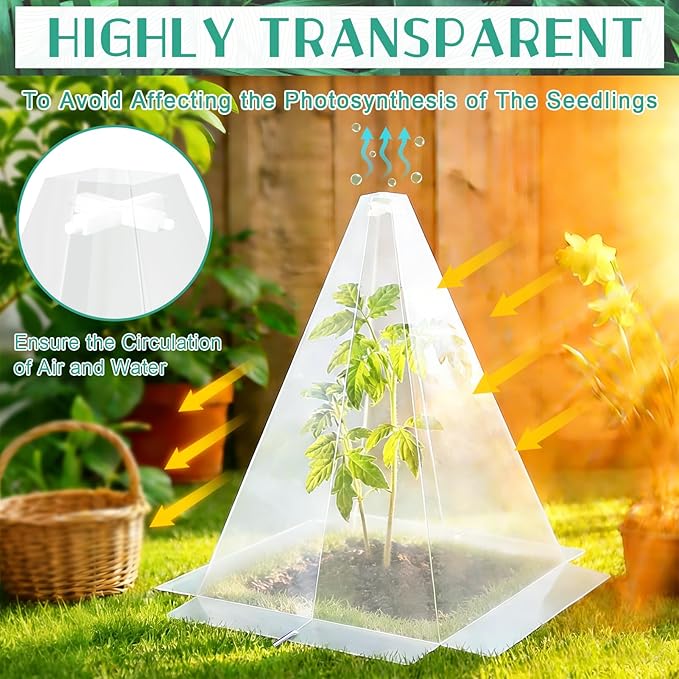 30 Packs 12"x 8" Garden Cloches for Plants,Plant Protectors from Animals,Plant Cages for Outdoor Plants,Plant Covers from Animals,Chicken Wire Cloche with Stakes for Protect Plants,Seedling,Vegetables