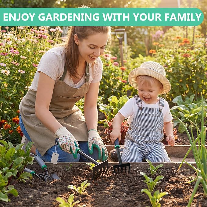2 Pcs Gardening Hand Rake Small Garden Rake Stainless Steel with Ergonomic Handle Great for Gardening Cultivating Loosening Soil Spreading Raking Flower Beds