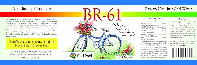 BR-61 Plant Food 9-58-8 3 Lbs