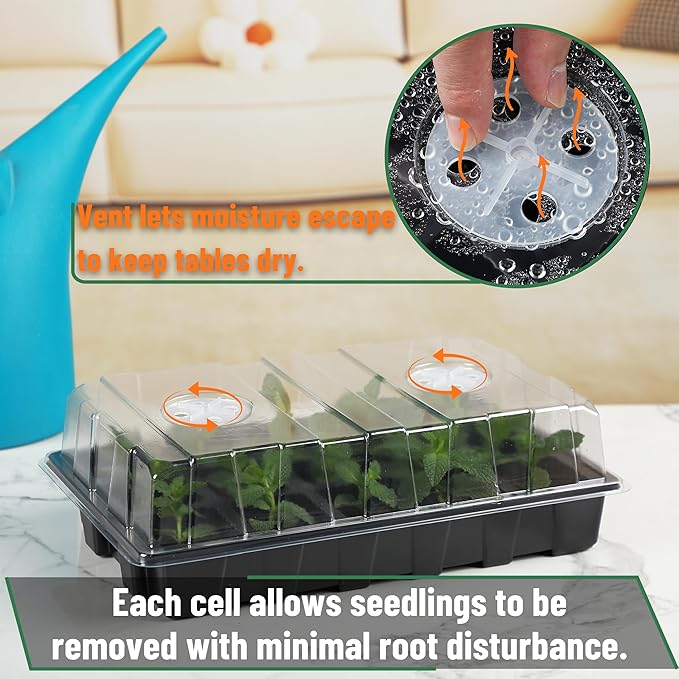 Mr. Pen 5-Set Seed Starter Tray Kits, Durable Plant Germination Trays with Humidity Vented Domes and Bases, Ideal for Seed Starting, Indoor Gardening, and Greenhouse