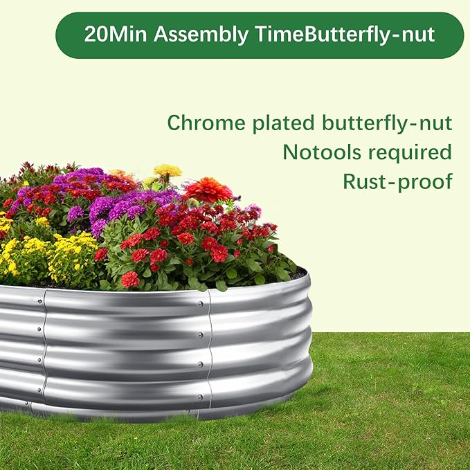 Galvanized Garden Bed kit for Vegetables/Herbs/Flowers (8X4X1)