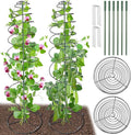 Pea Trellis Green Bean Trellis for Garden - 2 Pack Sugar Snap Tower Stretchable to 50in with Poles, Metal Climbing Plant Growing Cage Support for Cucumber Vine Vegetable Indoor Outdoor