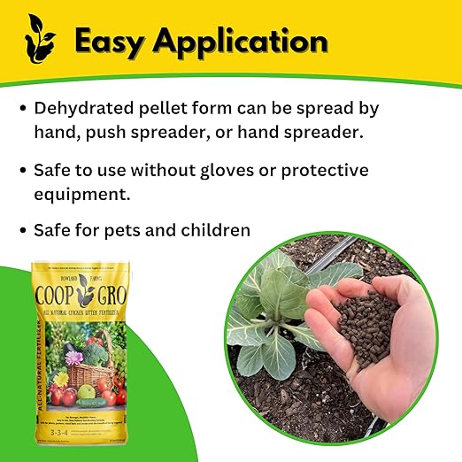 Coop Gro Organic Chicken Manure Fertilizer 25 lb. Bag. All-Natural Plant Food for Vegetable Gardens, Flower Beds, Indoor Plants & Shrubs. Pelleted Fruit Tree Fertilizer